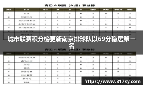 城市联赛积分榜更新南京排球队以69分稳居第一名